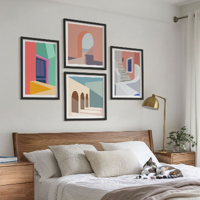 Set 4 slik v okvirju Barvite moderne stavbe