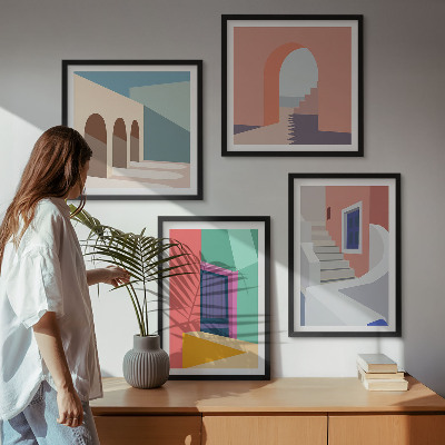 Set 4 slik v okvirju Barvite moderne stavbe