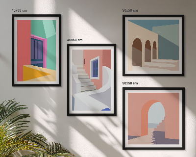 Set 4 slik v okvirju Barvite moderne stavbe