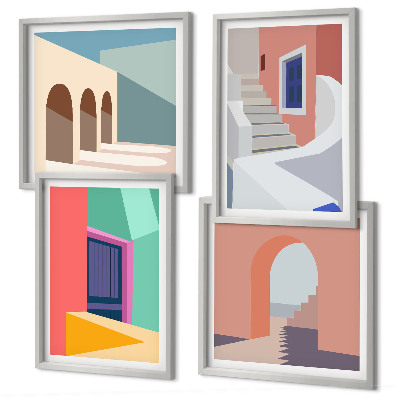 Set 4 slik v okvirju Barvite moderne stavbe