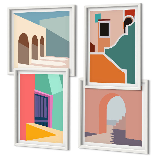Pripravljena stenska galerija Barvite ilustracije mesta
