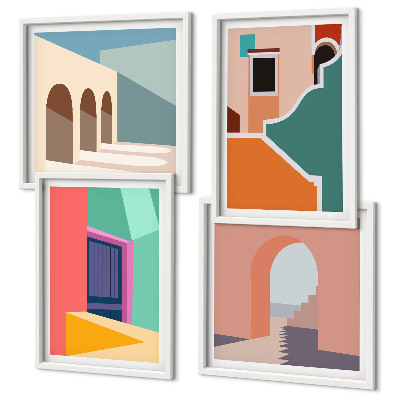 Pripravljena stenska galerija Barvite ilustracije mesta