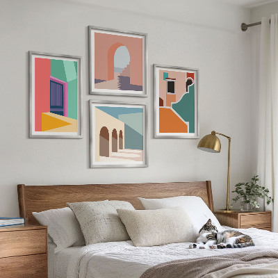 Pripravljena stenska galerija Barvite ilustracije mesta