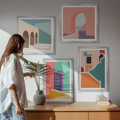 Pripravljena stenska galerija Barvite ilustracije mesta