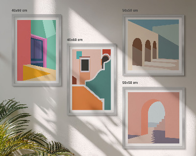 Pripravljena stenska galerija Barvite ilustracije mesta