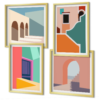 Pripravljena stenska galerija Barvite ilustracije mesta