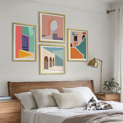 Pripravljena stenska galerija Barvite ilustracije mesta