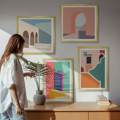 Pripravljena stenska galerija Barvite ilustracije mesta
