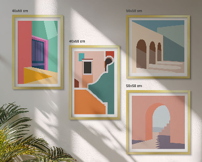 Pripravljena stenska galerija Barvite ilustracije mesta