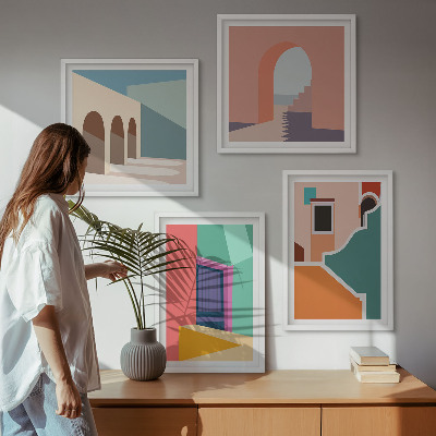 Pripravljena stenska galerija Barvite ilustracije mesta
