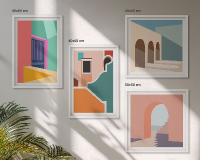 Pripravljena stenska galerija Barvite ilustracije mesta
