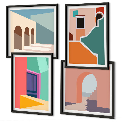 Pripravljena stenska galerija Barvite ilustracije mesta