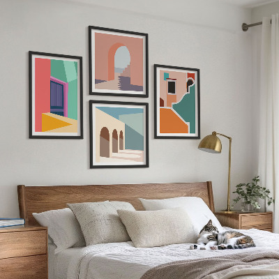 Pripravljena stenska galerija Barvite ilustracije mesta