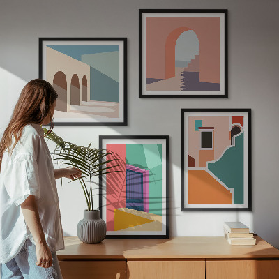 Pripravljena stenska galerija Barvite ilustracije mesta