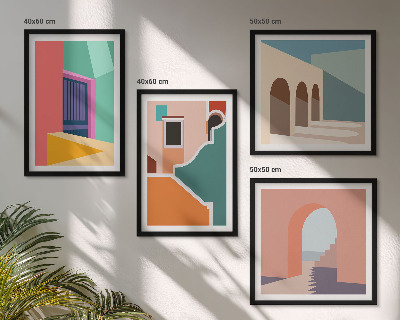 Pripravljena stenska galerija Barvite ilustracije mesta