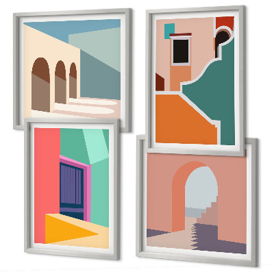 Pripravljena stenska galerija Barvite ilustracije mesta