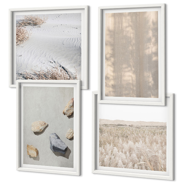 Set 4 slik v okvirju Boho naravne teksture