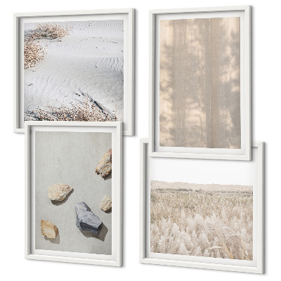 Set 4 slik v okvirju Boho naravne teksture