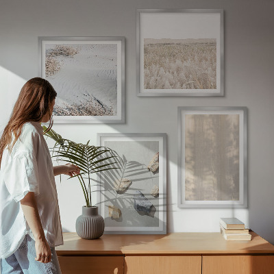 Set 4 slik v okvirju Boho naravne teksture