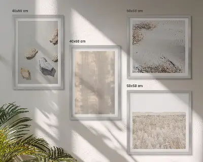 Komplet 4 slik v okvirju z motivom boho naravnih tekstur