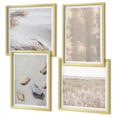Set 4 slik v okvirju Boho naravne teksture