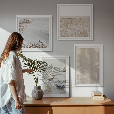 Set 4 slik v okvirju Boho naravne teksture