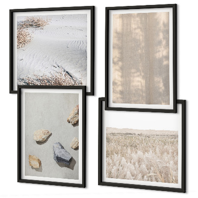 Set 4 slik v okvirju Boho naravne teksture