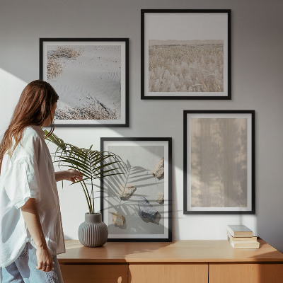 Set 4 slik v okvirju Boho naravne teksture