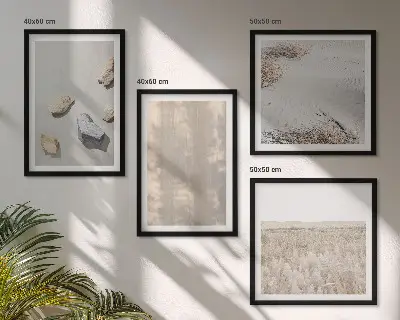 Komplet 4 slik v okvirju z motivom boho naravnih tekstur