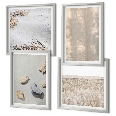 Set 4 slik v okvirju Boho naravne teksture