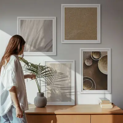 Komplet 4 slik v okvirju minimalističen motiv s teksturo struktur