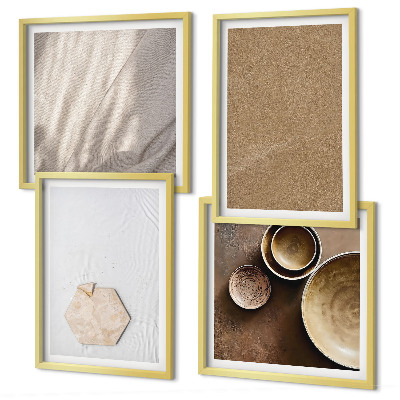 Set 4 slik v okvirju Minimalistične tople teksture
