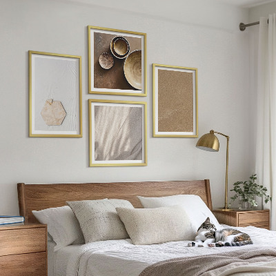 Set 4 slik v okvirju Minimalistične tople teksture