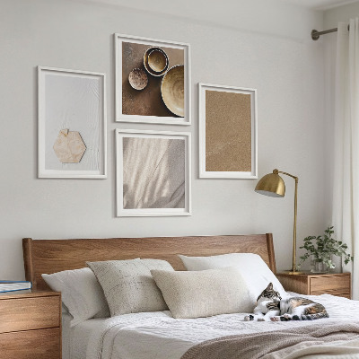 Set 4 slik v okvirju Minimalistične tople teksture