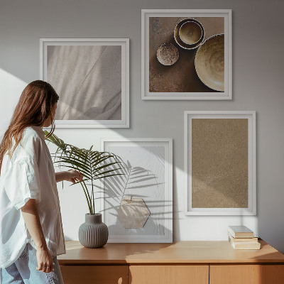 Set 4 slik v okvirju Minimalistične tople teksture