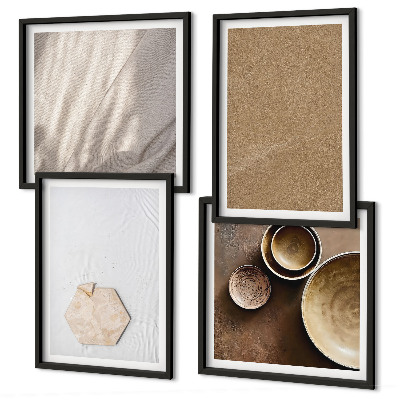Set 4 slik v okvirju Minimalistične tople teksture