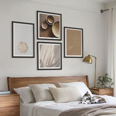Set 4 slik v okvirju Minimalistične tople teksture