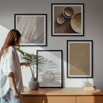 Set 4 slik v okvirju Minimalistične tople teksture