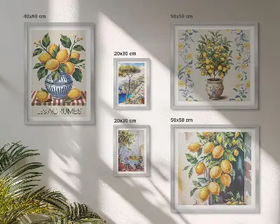 Citrusi v mediteranskem slogu poliptih v okvirju