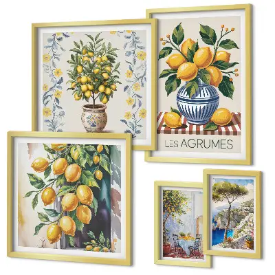 Citrusi v mediteranskem slogu poliptih v okvirju