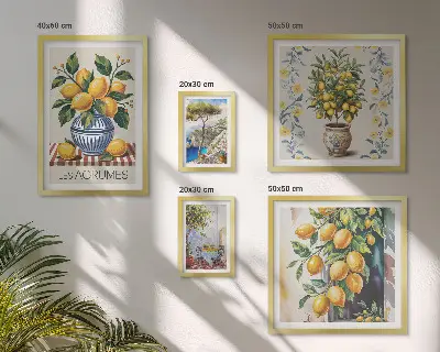 Citrusi v mediteranskem slogu poliptih v okvirju