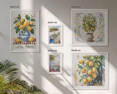 Citrusi v mediteranskem slogu poliptih v okvirju