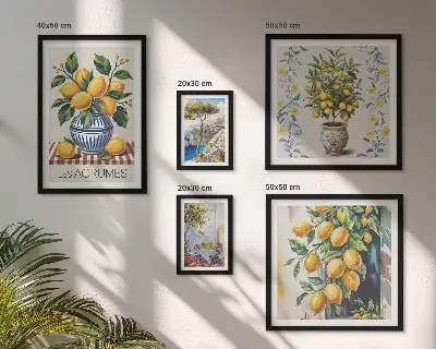 Citrusi v mediteranskem slogu poliptih v okvirju