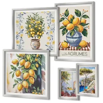 Citrusi v mediteranskem slogu poliptih v okvirju