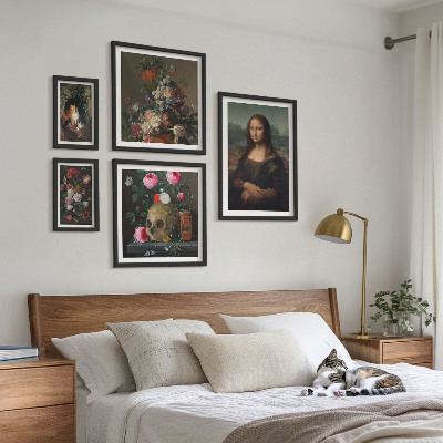 Set 5 slik v okvirju Starinski cvetlični portreti