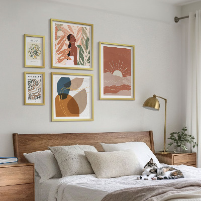 Komplet ujemajočih se slik Abstraktni rastlinski motivi v boho slogu