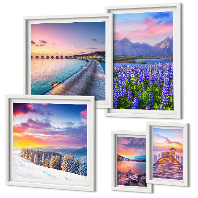 Set 5 slik v okvirju Pokrajine narava gore razgledi