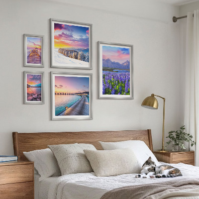Set 5 slik v okvirju Pokrajine narava gore razgledi