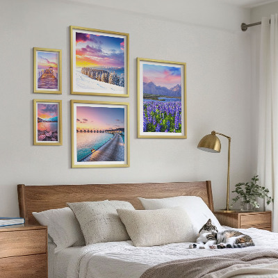 Set 5 slik v okvirju Pokrajine narava gore razgledi