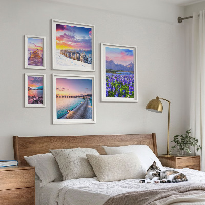 Set 5 slik v okvirju Pokrajine narava gore razgledi